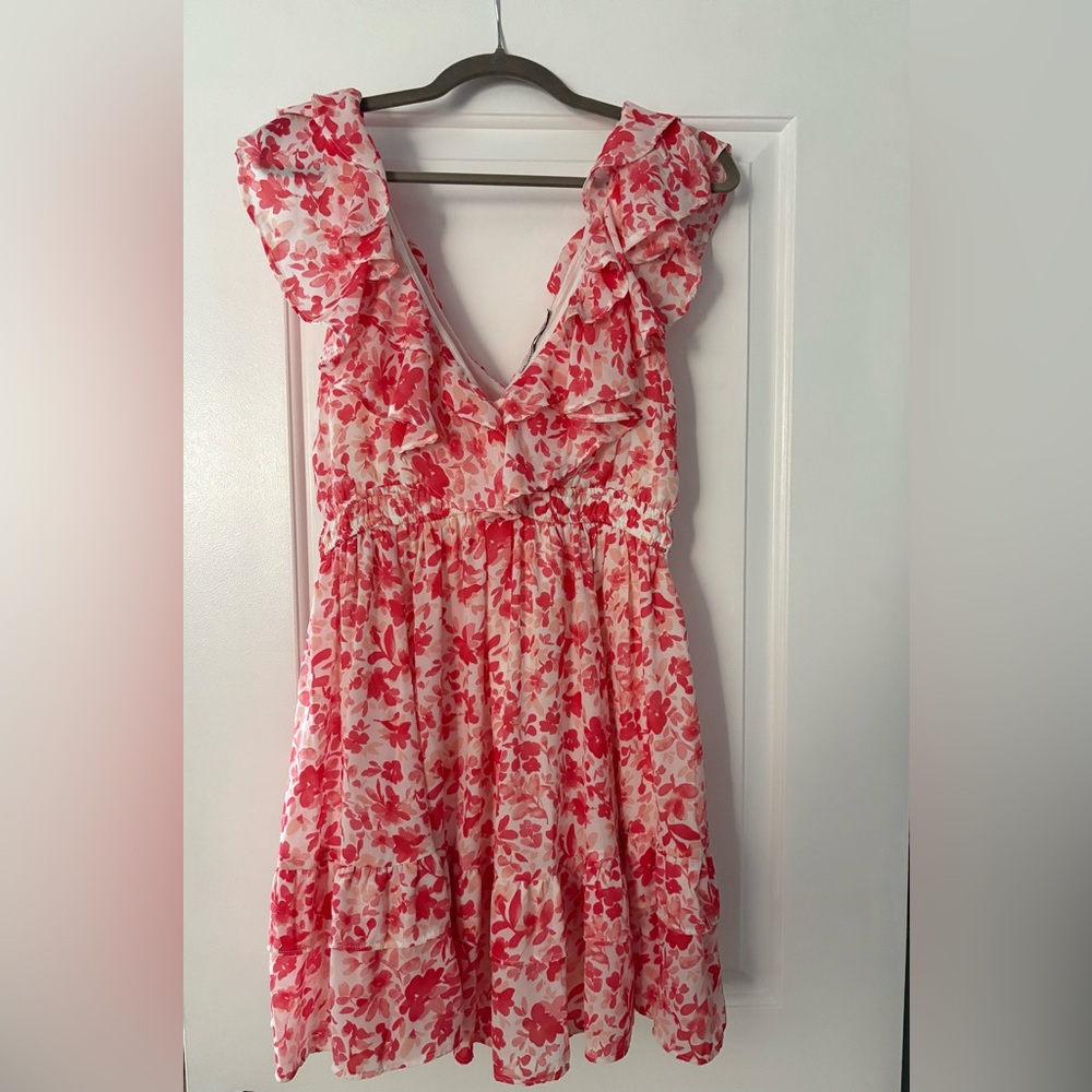 Abercrombie & Fitch Pink Floral Ruffle Dress